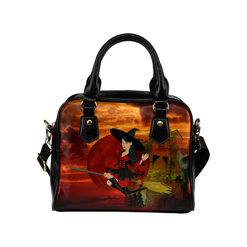 Witch and Red Moon Shoulder Handbag (Model 1634)