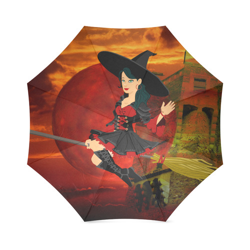 Witch and Red Moon Foldable Umbrella (Model U01)