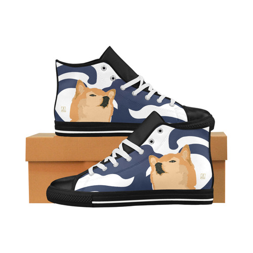 Confucius Shibe Leather High Tops - Midnight Blue