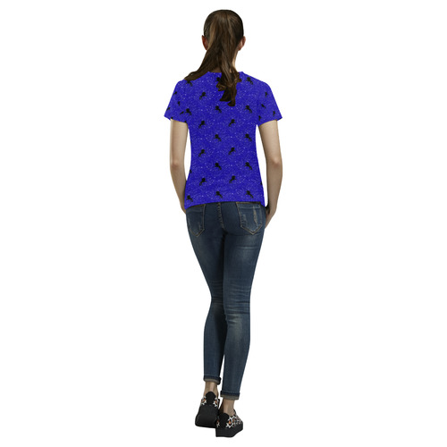 unicorn pattern blue by JamColors All Over Print T-Shirt for Women (USA Size) (Model T40)