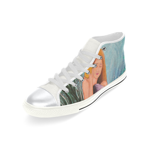 Mermaid Under The Sea High Top Canvas Shoes for Kid (Model 017)