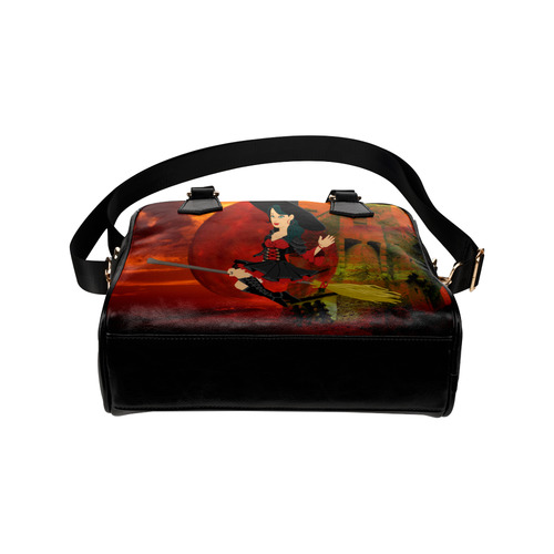 Witch and Red Moon Shoulder Handbag (Model 1634)