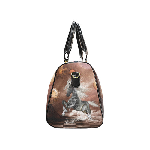 Amazing steampunk horse, silver New Waterproof Travel Bag/Large (Model 1639)