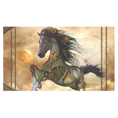 Aweseome steampunk horse, golden Cotton Linen Tablecloth 60"x 104"
