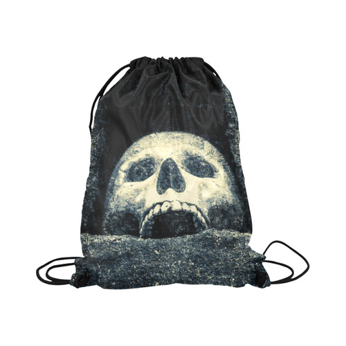 White Human Skull In A Pagan Shrine Halloween Cool Large Drawstring Bag Model 1604 (Twin Sides)  16.5"(W) * 19.3"(H)