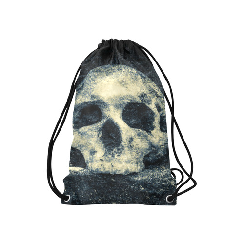 Man Skull In A Savage Temple Halloween Horror Small Drawstring Bag Model 1604 (Twin Sides) 11"(W) * 17.7"(H)