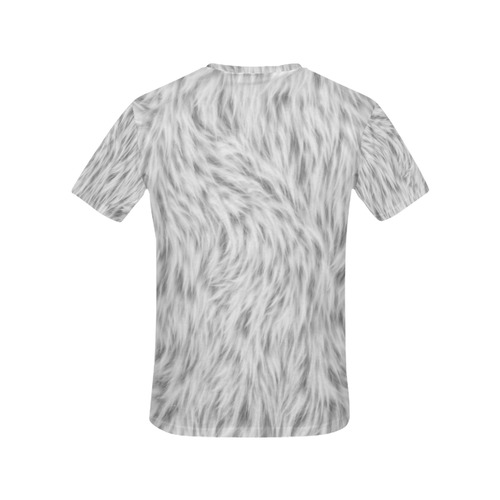 White Fur All Over Print T-Shirt for Women (USA Size) (Model T40)