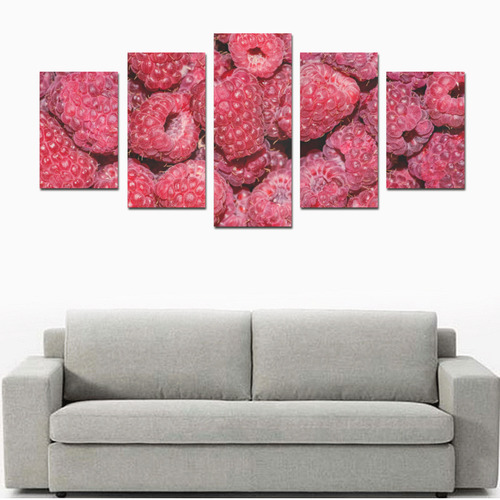 Red Fresh Raspberry Yummy Summer Berries Canvas Print Sets D (No Frame)