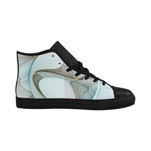 Abstract Modern Turquoise Brown Gold Elegance Aquila High Top Microfiber Leather Women's Shoes (Model 032)