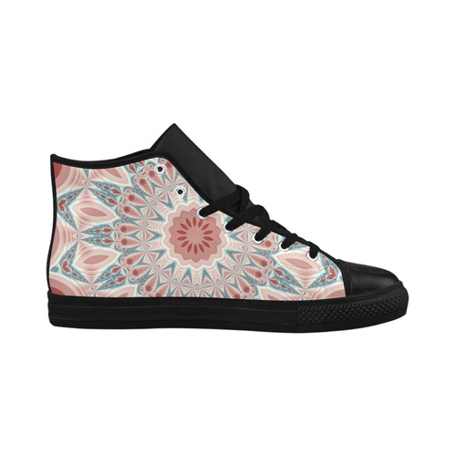 Modern Kaleidoscope Mandala Fractal Art Graphic Aquila High Top Microfiber Leather Women's Shoes (Model 032)