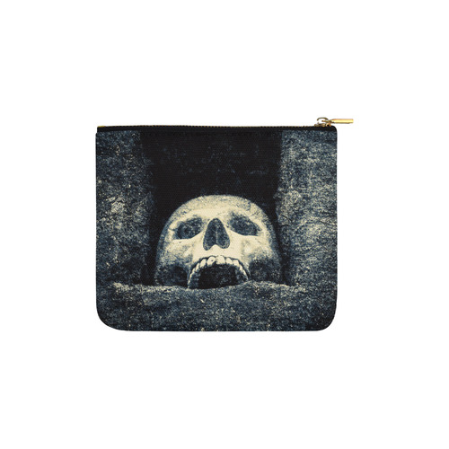 White Human Skull In A Pagan Shrine Halloween Cool Carry-All Pouch 6''x5''