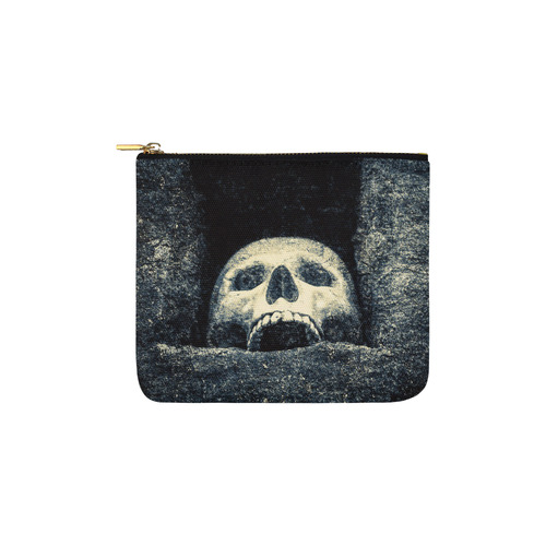 White Human Skull In A Pagan Shrine Halloween Cool Carry-All Pouch 6''x5''