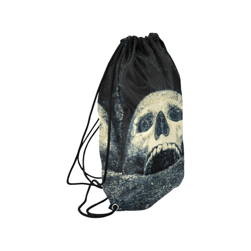 White Human Skull In A Pagan Shrine Halloween Cool Small Drawstring Bag Model 1604 (Twin Sides) 11"(W) * 17.7"(H)