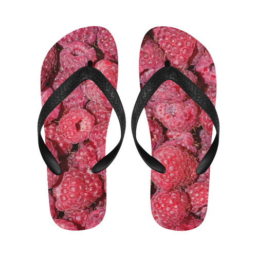 Red Fresh Raspberry Yummy Summer Berries Flip Flops for Men/Women (Model 040)