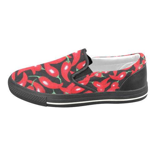 red hottt chili with black trim Men's Slip-on Canvas Shoes (Model 019)