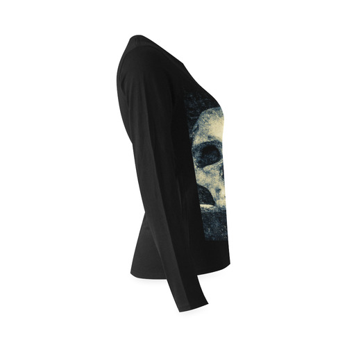 Man Skull In A Savage Temple Halloween Horror Sunny Women's T-shirt (long-sleeve) (Model T07)