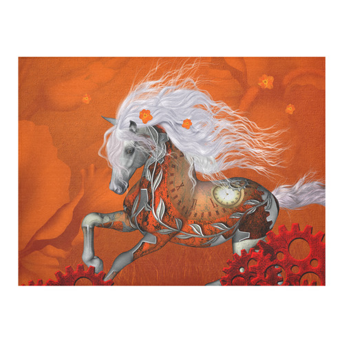 Wonderful steampunk horse, red white Cotton Linen Tablecloth 52"x 70"