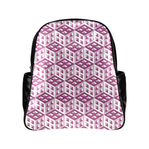 3D Pattern Lilac Pink White Fractal Art 2 Multi-Pockets Backpack (Model 1636)