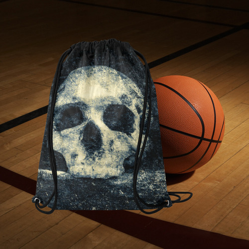 Man Skull In A Savage Temple Halloween Horror Medium Drawstring Bag Model 1604 (Twin Sides) 13.8"(W) * 18.1"(H)
