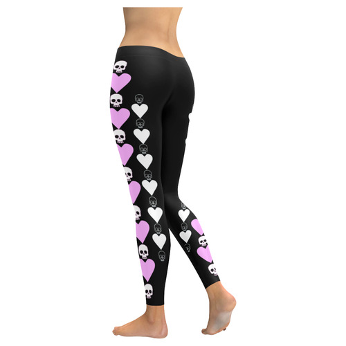 Queen of Hearts Women's Low Rise Leggings (Invisible Stitch) (Model L05)