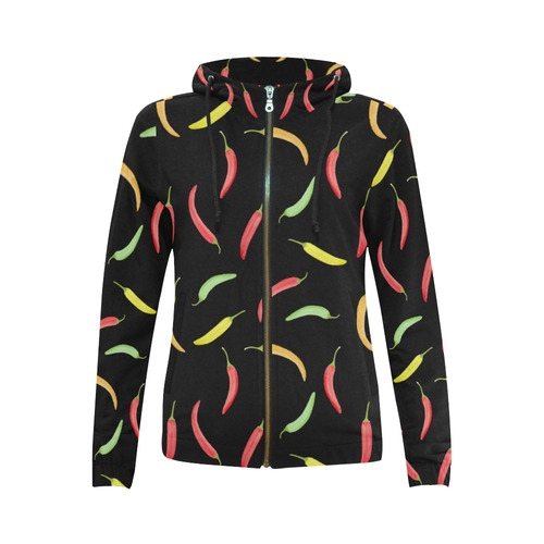 Chili Peppar, food All Over Print Full Zip Hoodie for Women (Model H14)