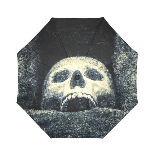White Human Skull In A Pagan Shrine Halloween Cool Auto-Foldable Umbrella (Model U04)
