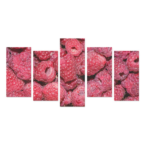 Red Fresh Raspberry Yummy Summer Berries Canvas Print Sets E (No Frame)