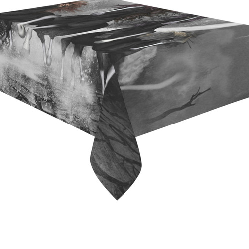 Awesome running black horses Cotton Linen Tablecloth 60"x 84"