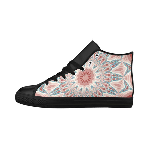 Modern Kaleidoscope Mandala Fractal Art Graphic Aquila High Top Microfiber Leather Women's Shoes (Model 032)