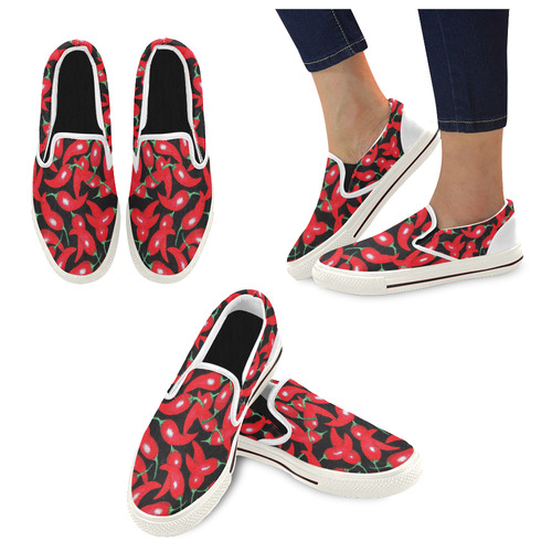 red hottt chili Men's Slip-on Canvas Shoes (Model 019)