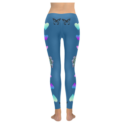 Hearts, Daisies & Butterflies Women's Low Rise Leggings (Invisible Stitch) (Model L05)