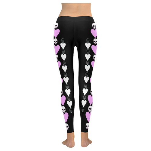 Queen of Hearts Women's Low Rise Leggings (Invisible Stitch) (Model L05)