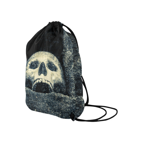 White Human Skull In A Pagan Shrine Halloween Cool Large Drawstring Bag Model 1604 (Twin Sides)  16.5"(W) * 19.3"(H)