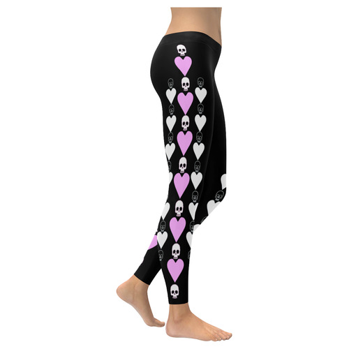 Queen of Hearts Women's Low Rise Leggings (Invisible Stitch) (Model L05)