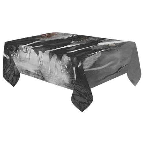Awesome running black horses Cotton Linen Tablecloth 60"x 104"