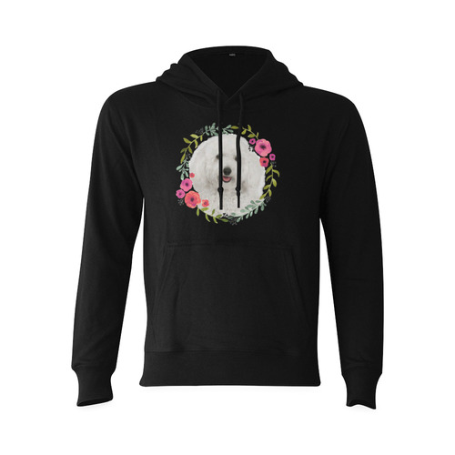 Cute White Puppy Pink Floral Garland Oceanus Hoodie Sweatshirt (NEW) (Model H03)