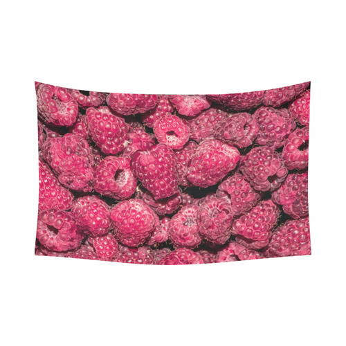 Red Fresh Raspberry Summer Fruits In A Pile Cotton Linen Wall Tapestry 90"x 60"