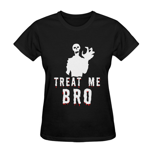 Halloween Horror Zombie Treat Me Bro funny Sunny Women's T-shirt (Model T05)