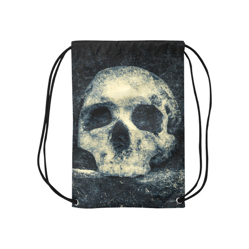 Man Skull In A Savage Temple Halloween Horror Small Drawstring Bag Model 1604 (Twin Sides) 11"(W) * 17.7"(H)