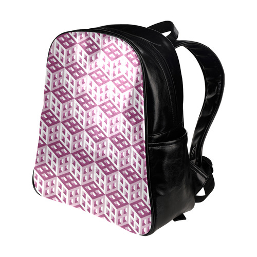 3D Pattern Lilac Pink White Fractal Art 2 Multi-Pockets Backpack (Model 1636)