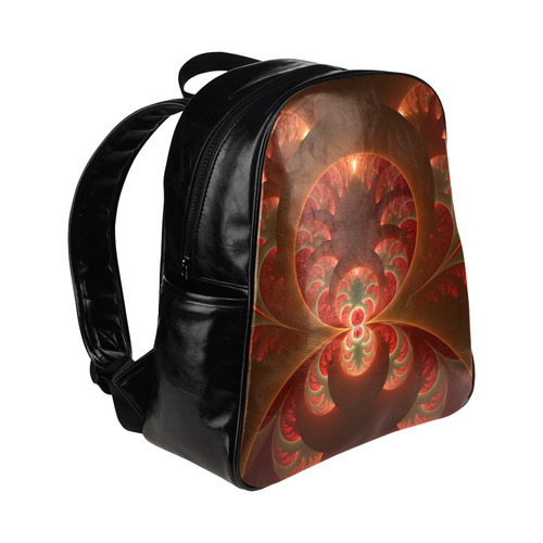 Magical Luminous Red Orange Fractal Art Multi-Pockets Backpack (Model 1636)