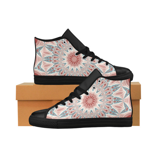 Modern Kaleidoscope Mandala Fractal Art Graphic Aquila High Top Microfiber Leather Women's Shoes (Model 032)