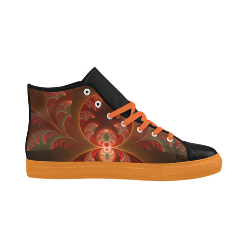 Magical Luminous Red Orange Fractal Art Aquila High Top Microfiber Leather Women's Shoes (Model 032)