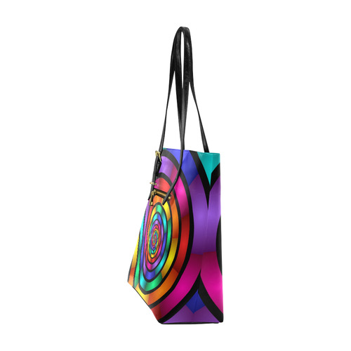 Round Psychedelic Colorful Modern Fractal Graphic Euramerican Tote Bag/Small (Model 1655)