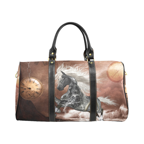 Amazing steampunk horse, silver New Waterproof Travel Bag/Large (Model 1639)