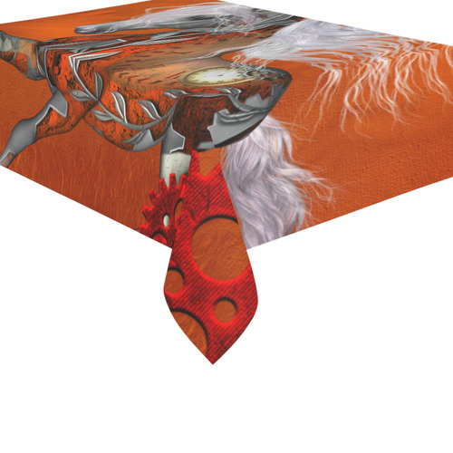 Wonderful steampunk horse, red white Cotton Linen Tablecloth 60"x 84"