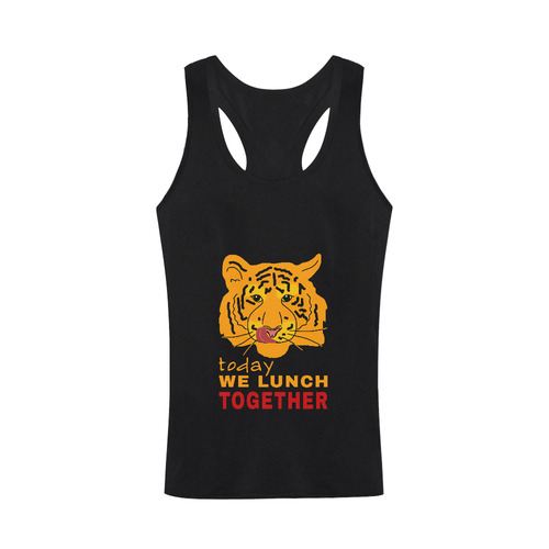 Funny Wild Tiger Today We Lunch Together Romantic Men's I-shaped Tank Top (Model T32)