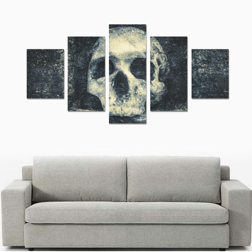 Man Skull In A Savage Temple Halloween Horror Canvas Print Sets B (No Frame)
