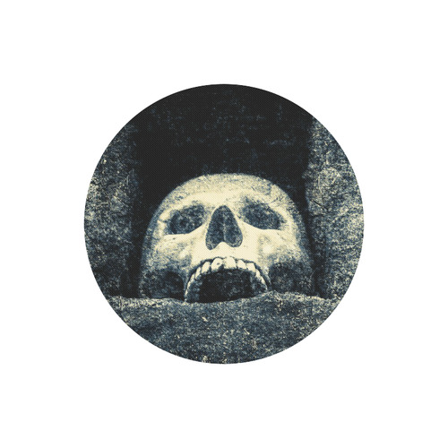 White Human Skull In A Pagan Shrine Halloween Cool Round Mousepad