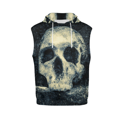 Man Skull In A Savage Temple Halloween Horror All Over Print Sleeveless Hoodie for Men (Model H15)
